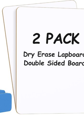 MaxGear Double Sided Dry Erase Board, 9'' x 12'' Small White Board, 2 Pack | Reusable Double Sided Surface, Easy to Write and Erase, Portable Small Learning Board, Includes 2 Markers and 2 Erasers