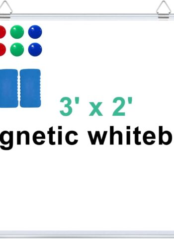 H-Qprobd 3' x 2' Magnetic Whiteboard Large Dry Erase White Board 36"x24" Aluminum Presentation Whiteboard with Long Pen Tray, 6 Markers, 2 Erasers &12 Magnets