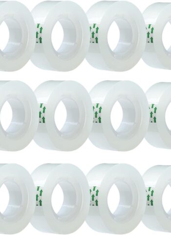 Clear Tape Refills Rolls for Dispenser, Transparent Tape, 12 Rolls, 1 inch Core, 3/4 inch x 900 inches