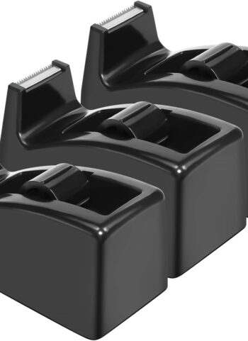 JIKIOU Desktop Tape Dispenser - Non-Skid Base - Weighted Tape Roll Dispenser - Perfect for Office Home School (Tape not Included) - (3-Pack Black)