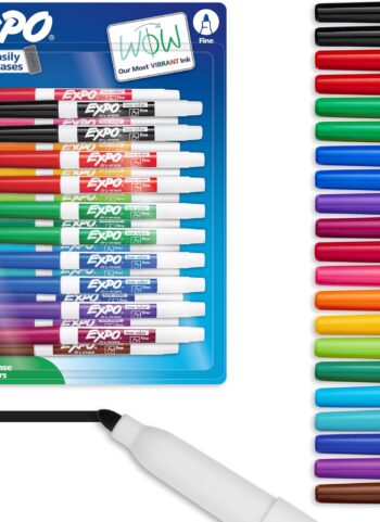 EXPO Dry Erase Markers, Low Odor Ink, Assorted Colors, Fine Tip, 21 Count - Whiteboard, Essential Supplies for Office, School, Classroom, Teachers